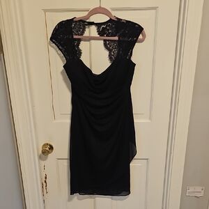 Signature Black Asymmetrical Lace Dress
